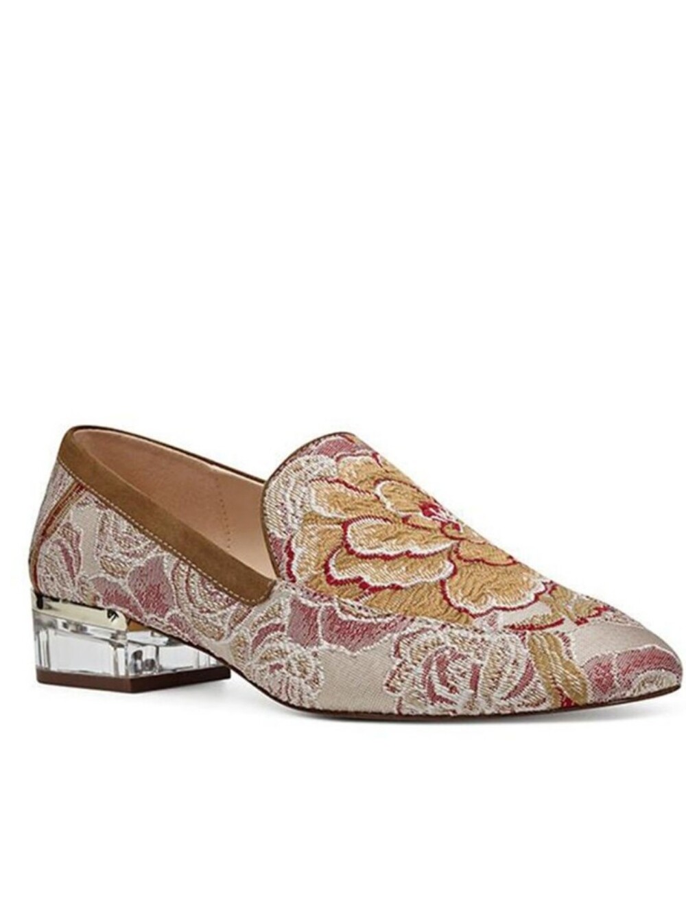 Umissit Floral Brocade Loafer With Clear Heel
